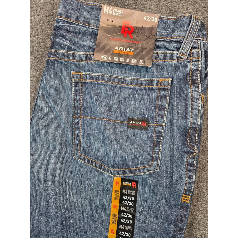 NEW Ariat M4 Relaxed Boot Cut Jeans Mens 42x30 Blue Flame Resistant Work